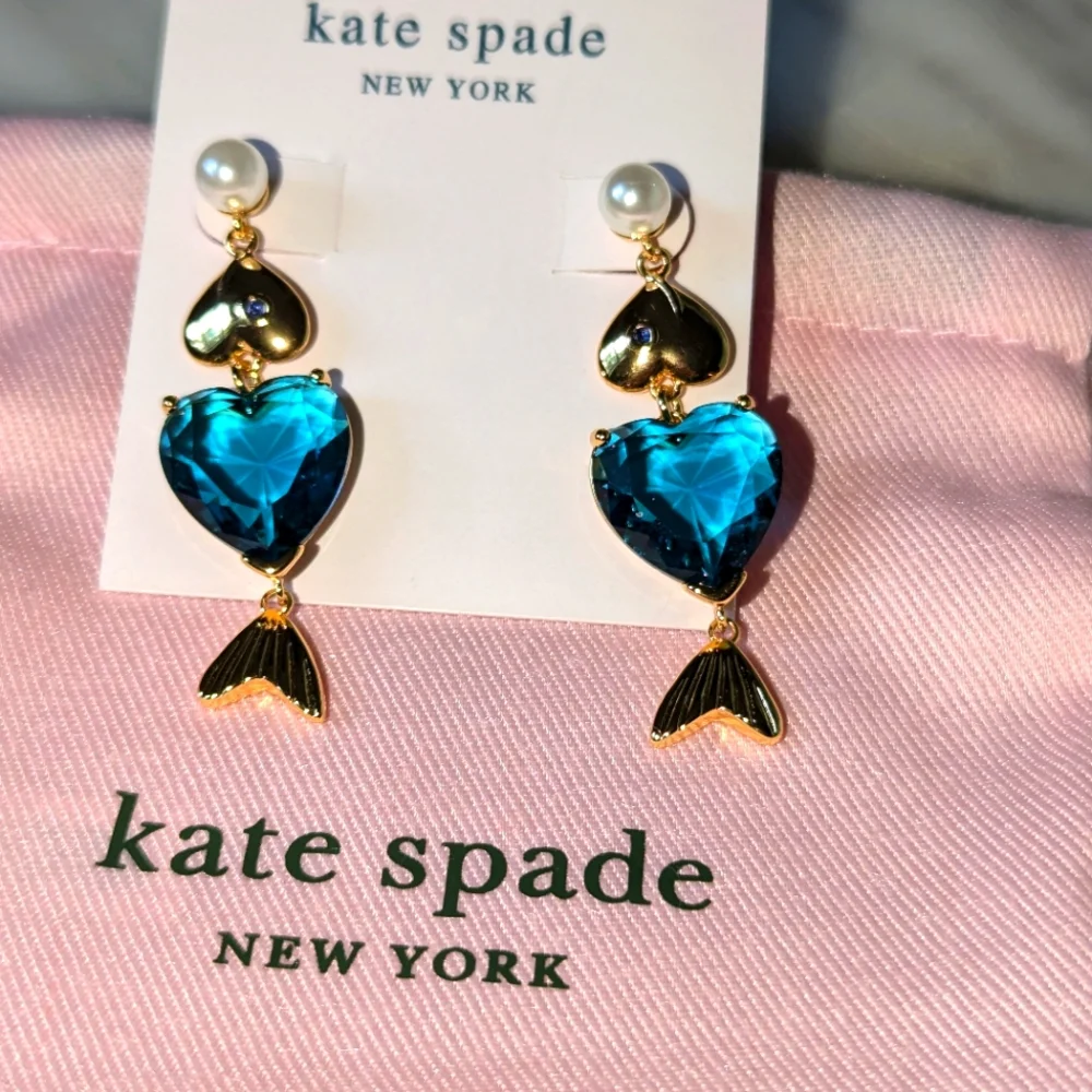 New Kate Spade What a Catch Fish Statement Earrings💙🐟💎
